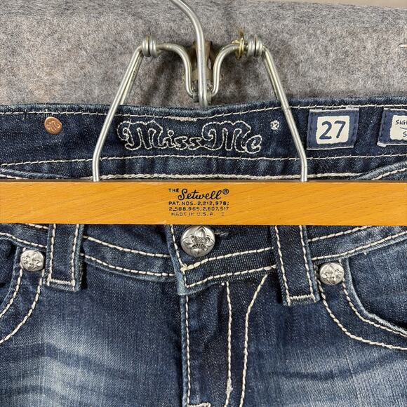 Miss Me Womens Ankle Straight Mid-Rise Distressed Raw Hem Jeans Size 27 - Picture 5 of 13